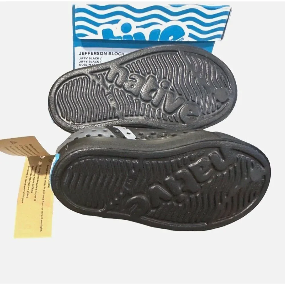 Native Jefferson Kids Slip-On Water Shoes Jiffy Black Dublin Stripe C6 Lightweig